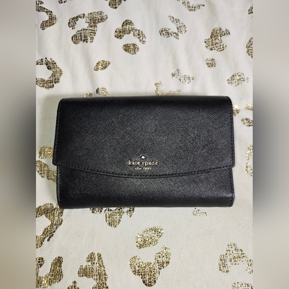 Kate Spade Black Leather Purse Designer Cross Body Bag Clutch Removable Straps - Picture 5 of 11